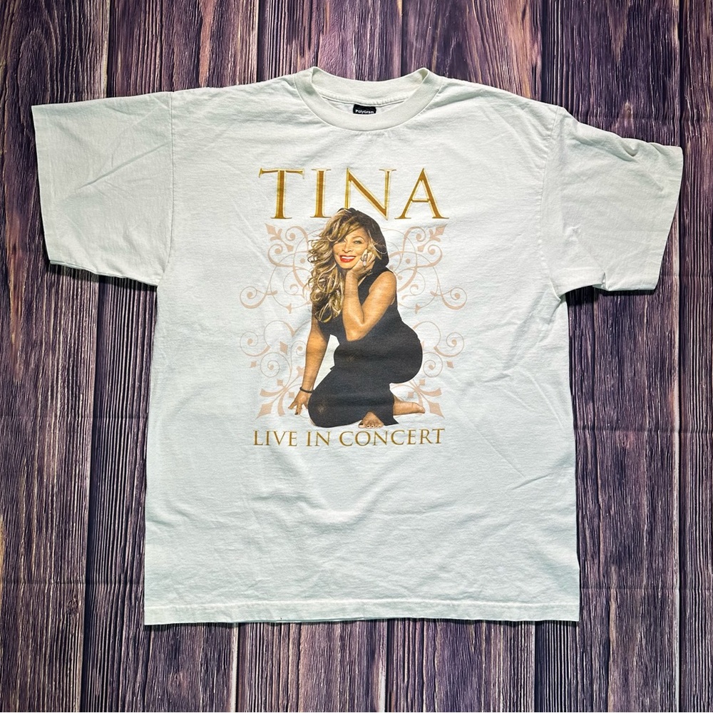 Tina Turner Live In‎ Concert Oversized Cotton T-Shirt Ivory Graphic XL